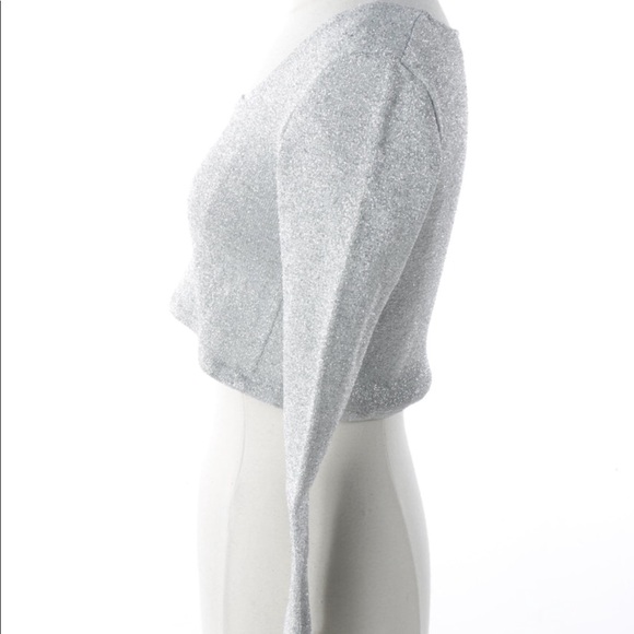 ✨Silver Sparkle Metallic Crop Top w/ Gloves OS - Picture 6 of 8